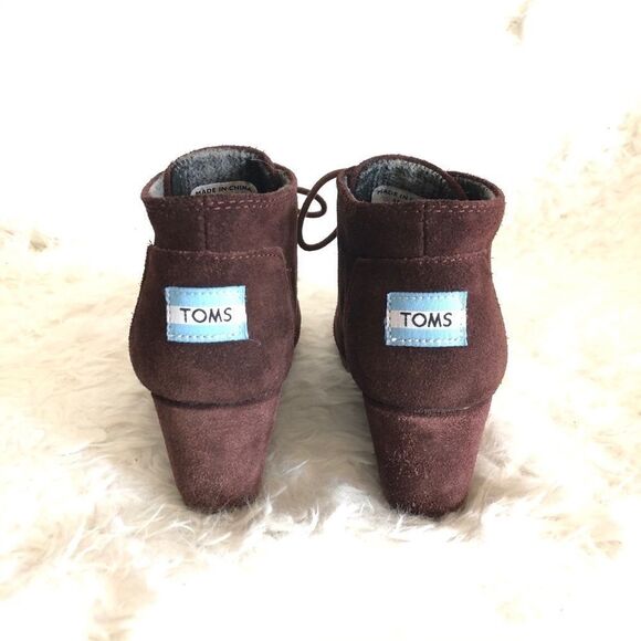 TOMS Chocolate Brown Desert Wedge Booties size 5.5 - Picture 3 of 6
